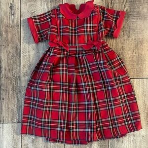 Bergdorf Goodman Red Plaid Dress with Peter Pan Collar